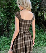 Load image into Gallery viewer, BLAIR Plaid Print Knotted Front Lace Trim Dress
