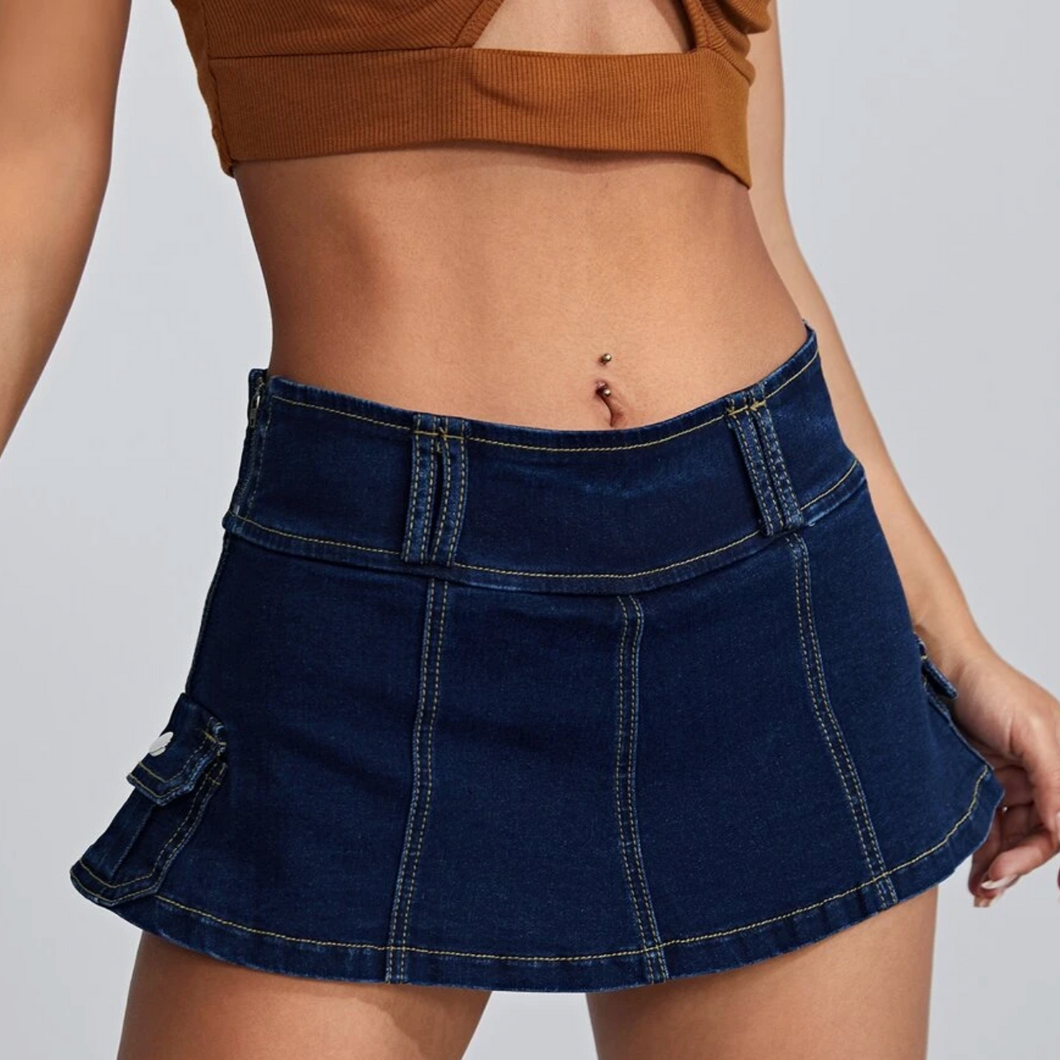 Pocket Side Denim Skirt