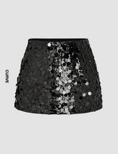 Load image into Gallery viewer, Sequin Mid Waist Mini Skirt
