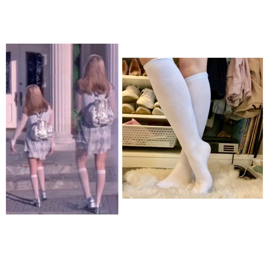 Clueless Knee High Plain White Socks With Elastic