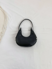 Load image into Gallery viewer, PU Rhinestone-Embellished Double-Zip Half Moon Crescent Shoulder Bag
