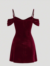 Load image into Gallery viewer, Cold Shoulder Ruched Velvet Dress
