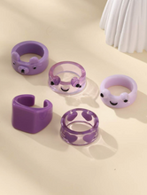 Load image into Gallery viewer, 5pcs set Purple Frog &amp; Bear Cute Rings
