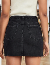 Load image into Gallery viewer, High Waist Raw Hem Denim Skirt
