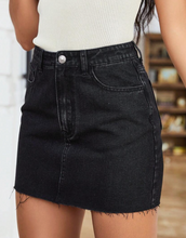 Load image into Gallery viewer, High Waist Raw Hem Denim Skirt
